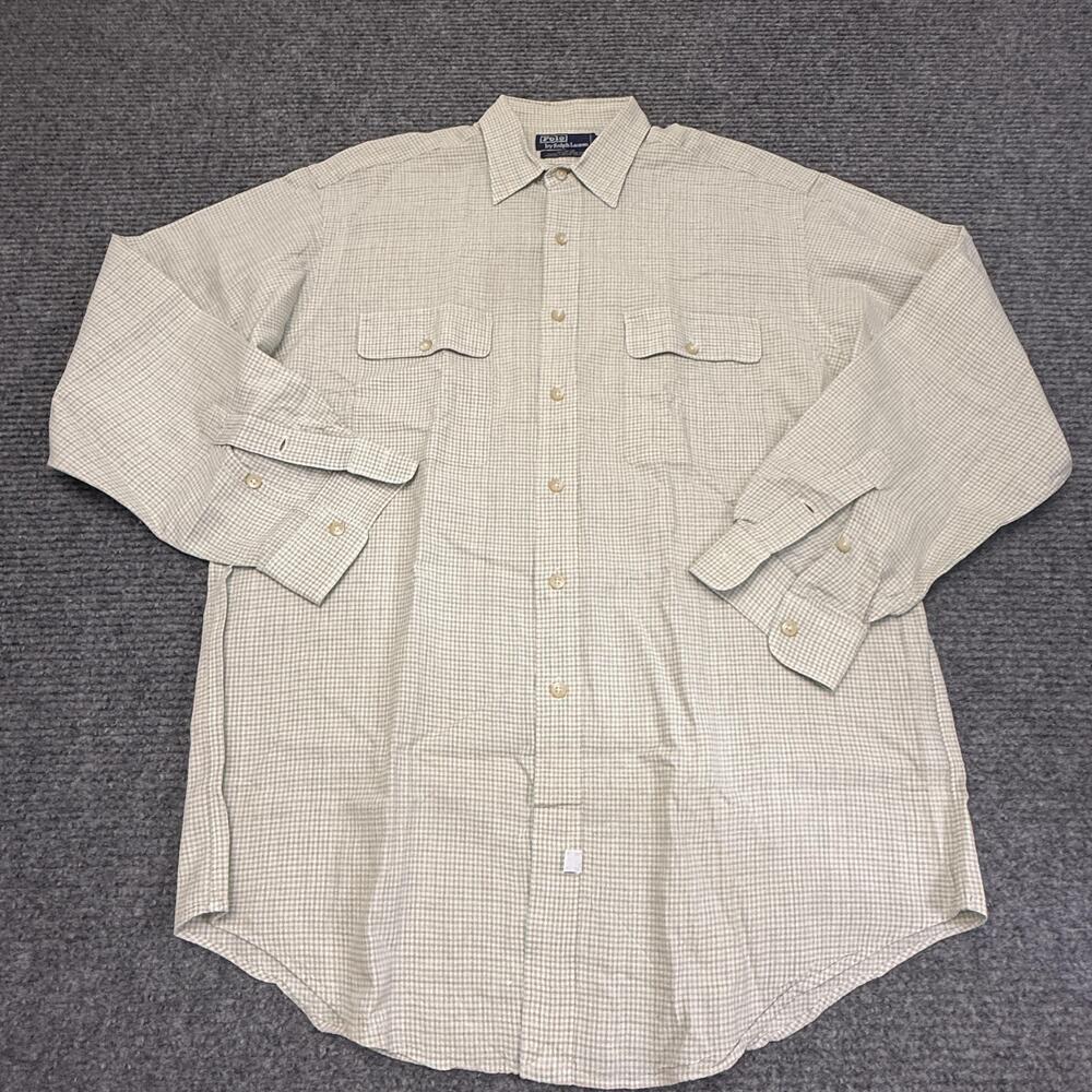 Polo Ralph Lauren Shirt Mens Large Check Hand Woven Long Sleeve Button Up